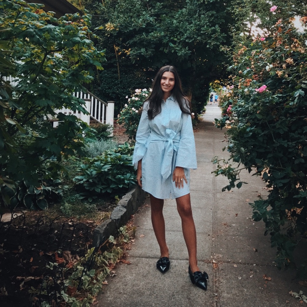 Stripped button front dress